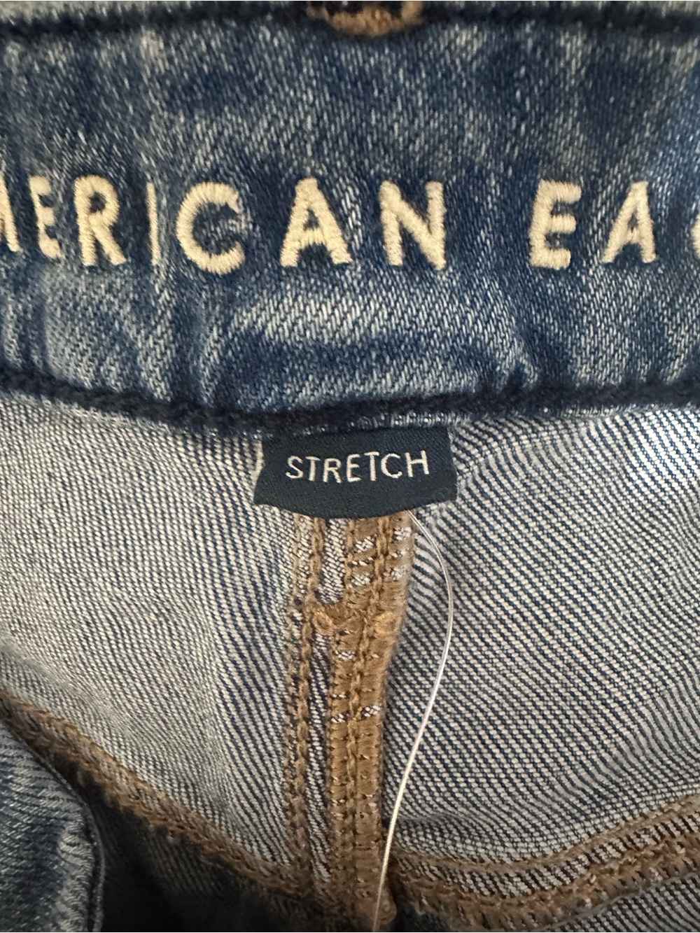 American Eagle Curvy Baggy Wide Leg Jeans Size 10 30W Super High Rise Distressed - Picture 6 of 9